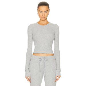 Eterne Fitted Crewneck Long Sleeve T-Shirt in Heather Grey Large New Womens Tee